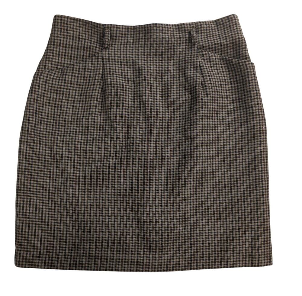 Vintage Inclinations Skirt Womens Made USA Brown Plaid High Waist 90s
